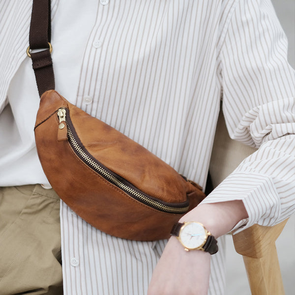 Women's Leather Chest Sling Bag Crossbody Sling Bag Affordable