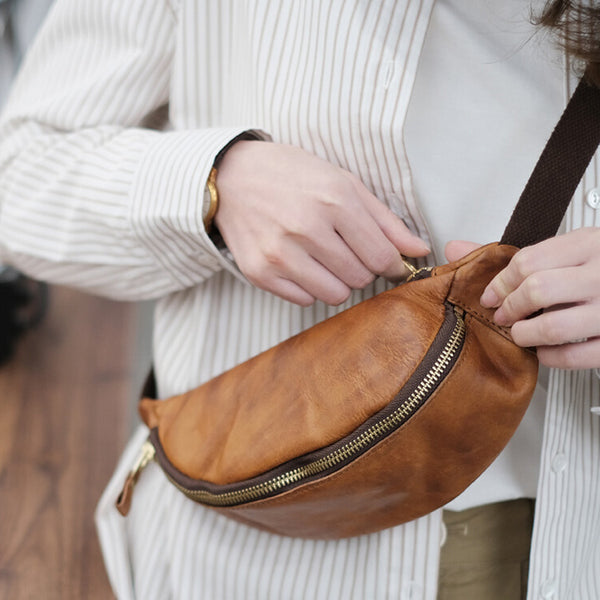 Women's Leather Chest Sling Bag Crossbody Sling Bag Badass
