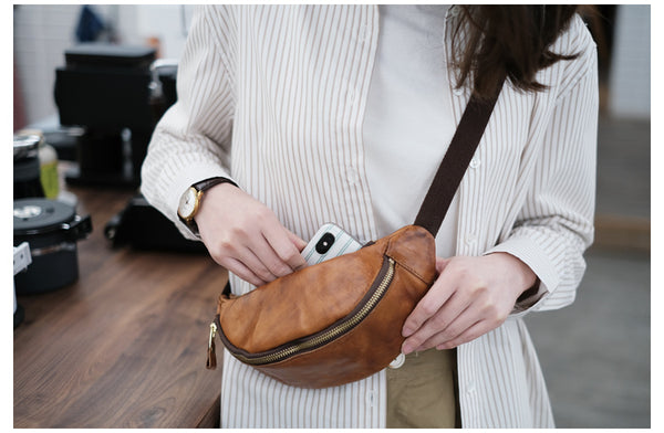 Women's Leather Chest Sling Bag Crossbody Sling Bag Designer