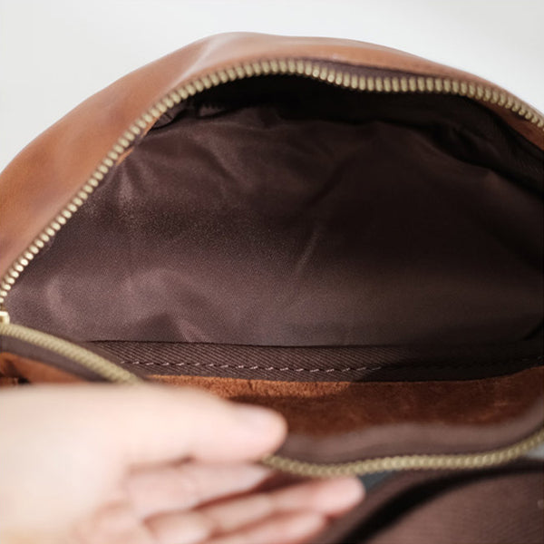 Women's Leather Chest Sling Bag Crossbody Sling Bag Inside