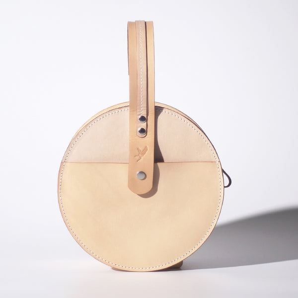 Small Women's Leather Circle Crossbody Bag Round Purse for Women