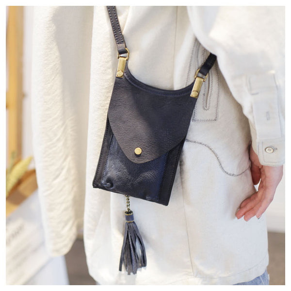 Women's Leather Crossbody Phone Bag Mini Satchel Purse Side Bag for Womens Chic