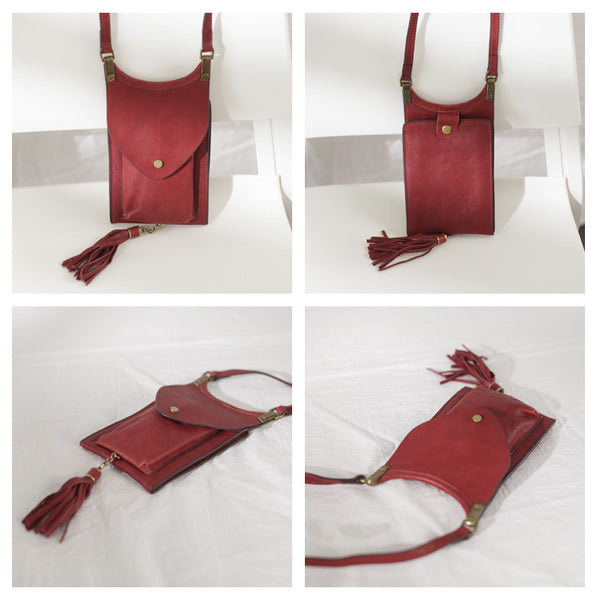 Women's Leather Crossbody Phone Bag Mini Satchel Purse Side Bag for Womens Cowhide