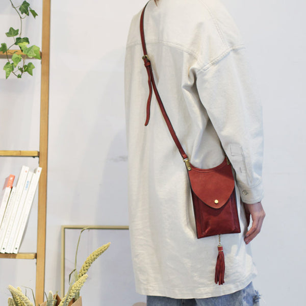 Women's Leather Crossbody Phone Bag Mini Satchel Purse Side Bag