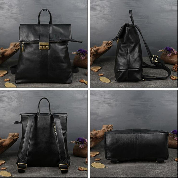 Women's Leather Laptop Backpack Purse Rucksack Bag For Women Badass