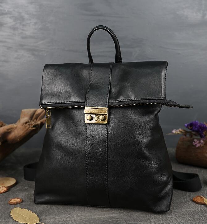Women's Leather Laptop Backpack Purse Rucksack Bag For Women Black