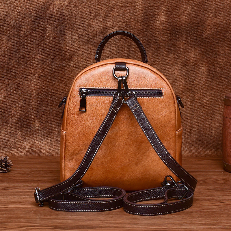 best mini leather backpack Cute Womens Brown Leather Mini Backpack Purses Shoulder Purse