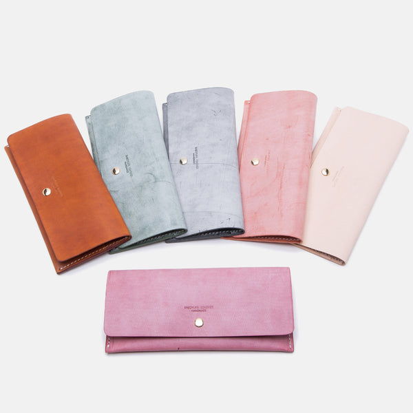 Women's Pink Leather Billfolds Long Wallet Purse Ladies Leather Wallets Genuine Leather