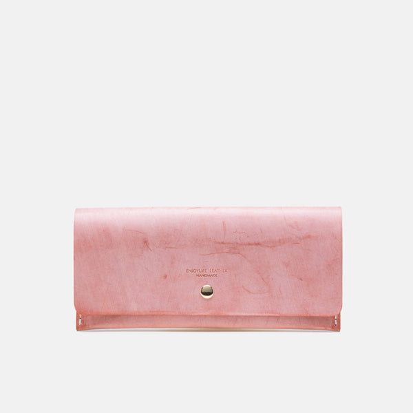 Women's Pink Leather Billfolds Long Wallet