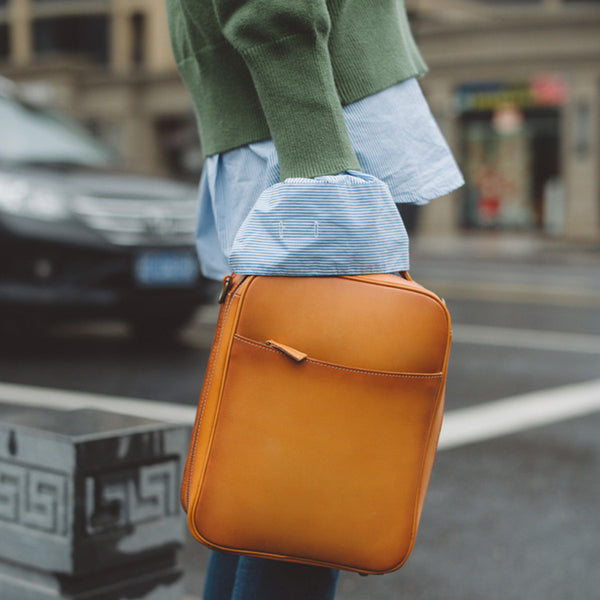 Women's Small Brown Leather Backpack Handbag Purse Shoulder Bag For Women Designer