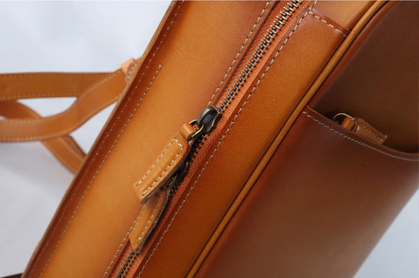 Women's Small Brown Leather Backpack Handbag Purse Shoulder Bag For Women Handmade