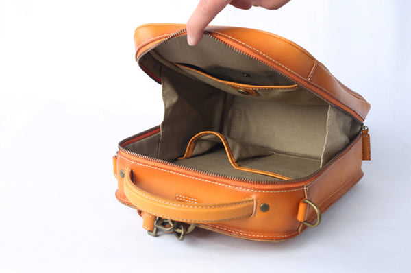 Women's Small Brown Leather Backpack Handbag Purse Shoulder Bag For Women Inside