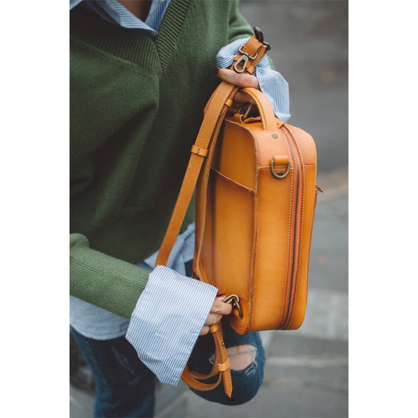 Women's Small Brown Leather Backpack Handbag Purse Shoulder Bag For Women beautiful