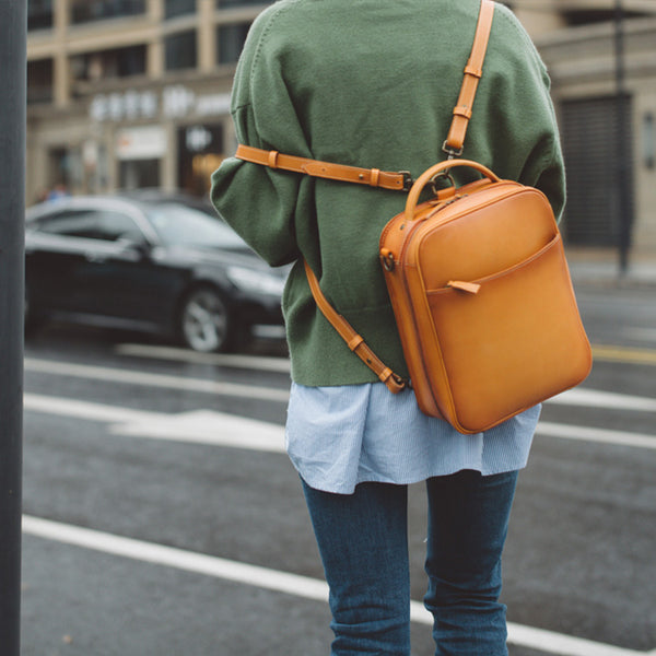 Women's Small Brown Leather Backpack Handbag Purse Shoulder Bag For Women cool