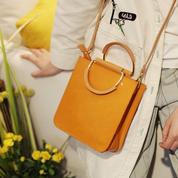 Women's Small Brown Leather Crossbody Tote Bags Purse Crossbody Handbags