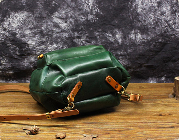 Women's Small Green Leather Backpack Purse Doctor Bag Handbags for Women funky