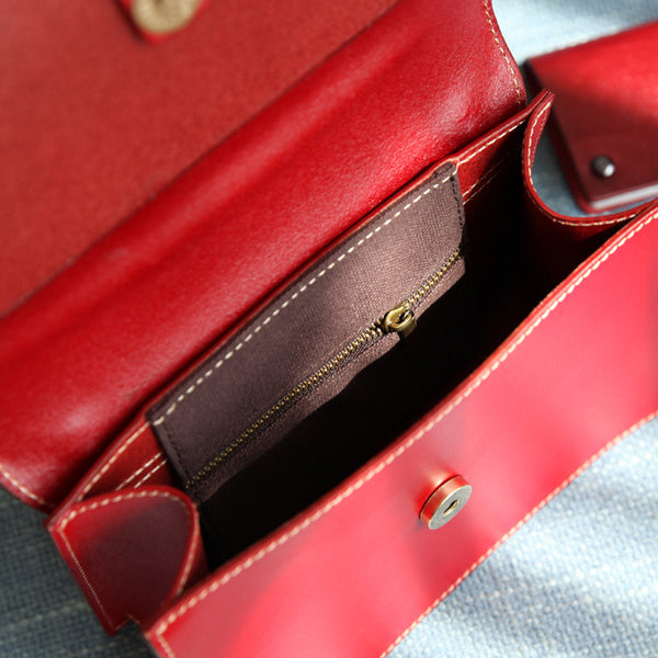 Women's Small Leather Satchel Handbags Over The Shoulder Bag inside