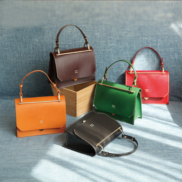 Women's Small Leather Satchel Handbags Over The Shoulder Bag Purse for Women Handmade