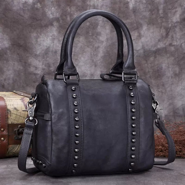 Women's Small Leather Shoulder Bag Top Handle Handbag For Women Badass