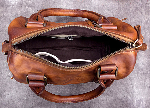 Women's Small Leather Shoulder Bag Top Handle Handbag For Women Inside
