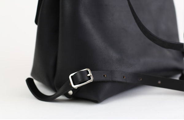 Womens Black Leather Backpack Bag Fashion Backpacks Purses for Women Handmade