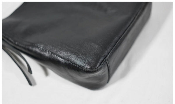 Womens Black Leather Bucket Bag Ladies Shoulder Bag Genuine-Leather