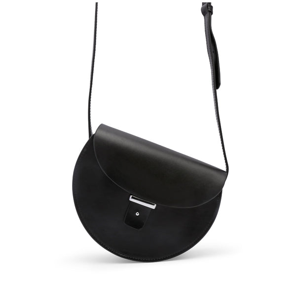 Designer Womens Black Leather Crossbody Saddle Bag Purse Shoulder Bag for Women