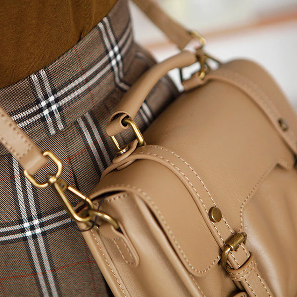 Ladies Small Vintage Leather Satchel Handbags Cross Shoulder Bag