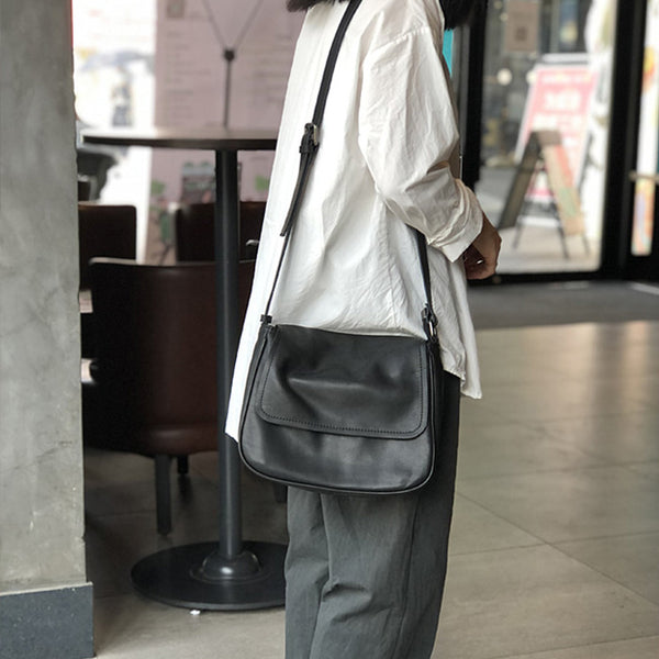 Womens Black Leather Satchel Purse Soft Leather Crossbody Bag For Women