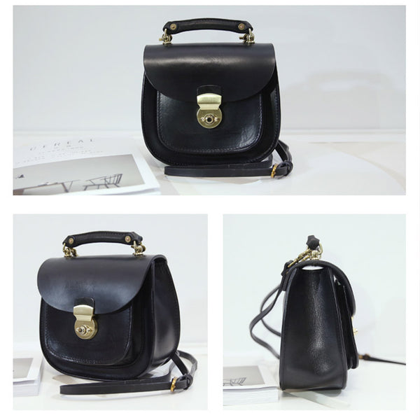 Womens Black Leather Small Crossbody Handbags Bags Purse for Women Details