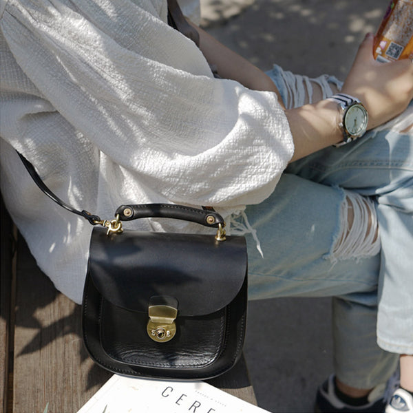 Womens Black Leather Small Crossbody Handbags Bags Purse for Women