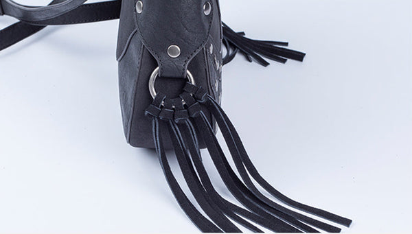 Womens Boho Black Fringe Crossbody Purse Vegan Leather Hippie Bags Original