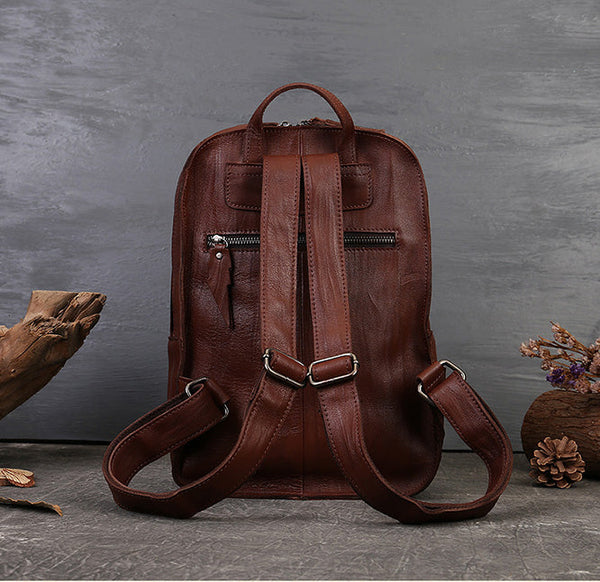 Womens Boho Leather Backpack Bag Leather Rucksack For Women Fashion