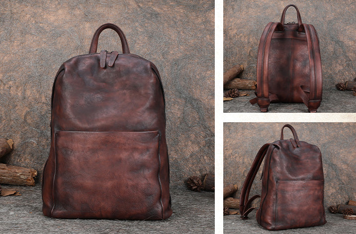 brown laptop backpack women& 39 Womens Brown Genuine Leather Laptop Backpack Purse Travel Backpacks fo – igemstonejewelry