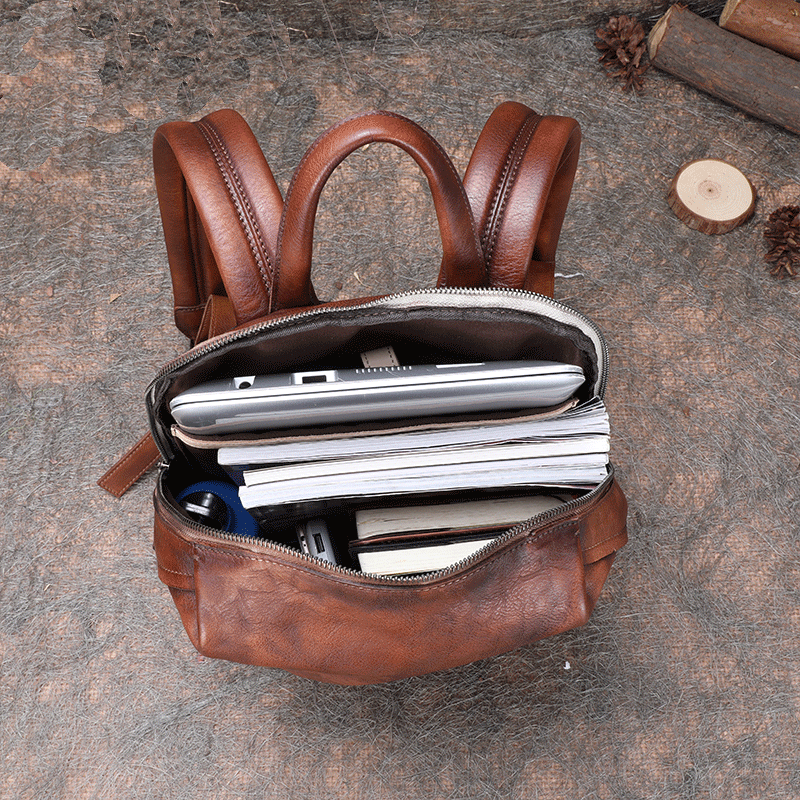 brown leather laptop backpack women& 39 Womens Brown Genuine Leather Laptop Backpack Purse Travel Backpacks fo – igemstonejewelry