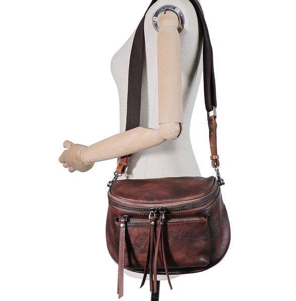 Womens Brown Leather Crossbody Saddle Bag Side Bags For Women Cool