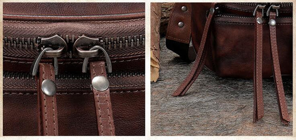 Womens Brown Leather Crossbody Saddle Bag Side Bags For Women Details