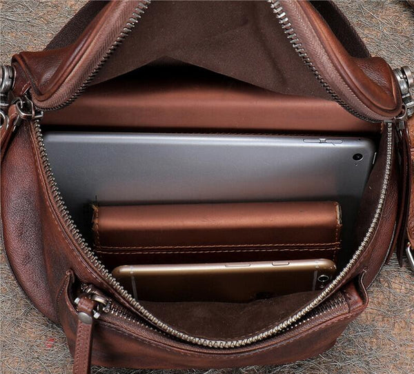 Womens Brown Leather Crossbody Saddle Bag Side Bags For Women Handmade