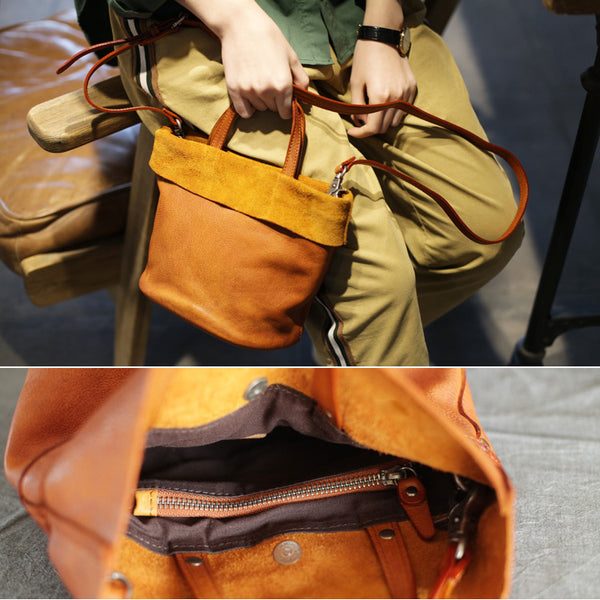 Womens Brown Leather Crossbody Tote Handbags Shoulder Bag for Women Designer