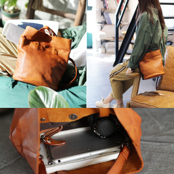 Womens Brown Leather Crossbody Tote Handbags Shoulder Bag for Women Durable