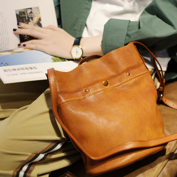 Womens Brown Leather Crossbody Tote Handbags Shoulder Bag for Women