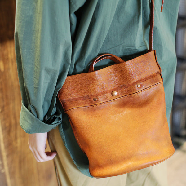 Womens Brown Leather Crossbody Tote Handbags Shoulder Bag