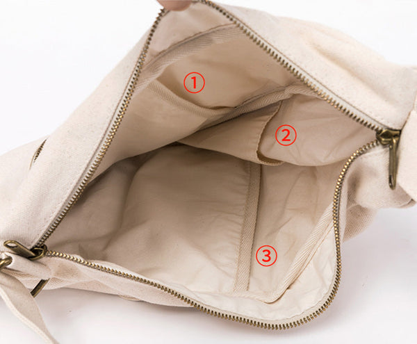 Womens Canvas Chest Bag White Crossbody Sling Bag For Women Inside