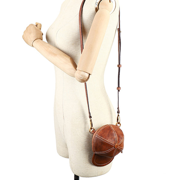 Womens Cap Shaped Mini Leather Crossbody Purse Cross Shoulder Bag Casual