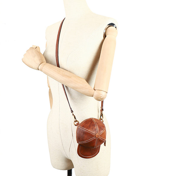 Womens Cap Shaped Mini Leather Crossbody Purse Cross Shoulder Bag Cute