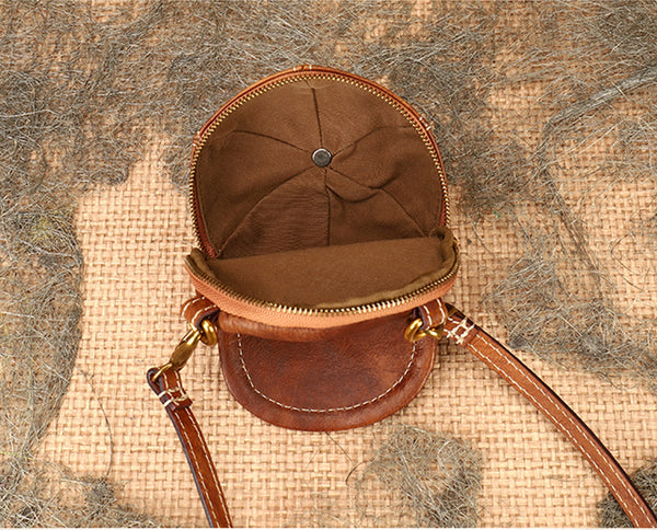 Womens Cap Shaped Mini Leather Crossbody Purse Cross Shoulder Bag Inside