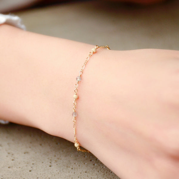 Womens Charm Moonstone Beaded Bracelets 14K Gold Bracelet for Women best