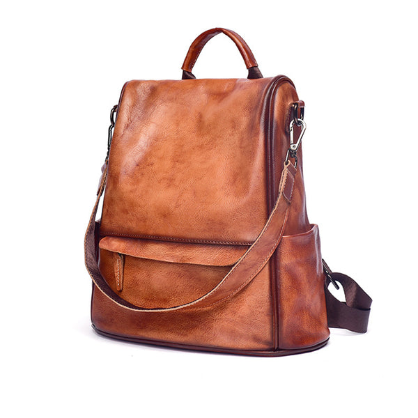 Womens Convertible Backpack Crossbody Bag Ladies Rucksack Bag Brown
