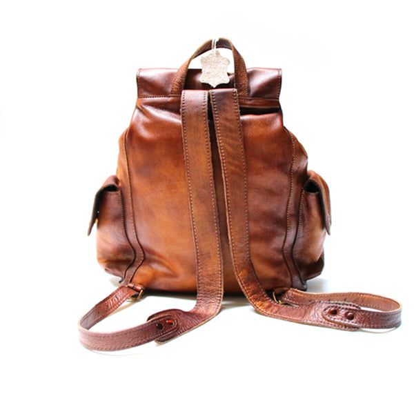 Womens Cool Leather Backpacks Brown Leather Travel Backpack Bag Purse for Women Inside