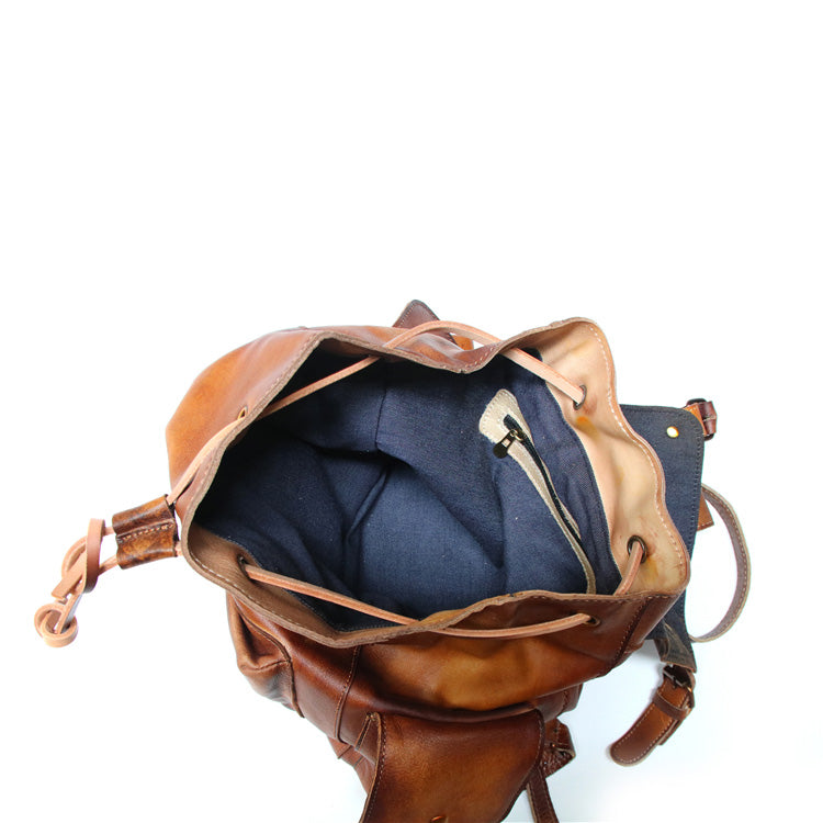 Womens Cool Leather Backpacks Brown Leather Travel Backpack Bag Purse for  Women